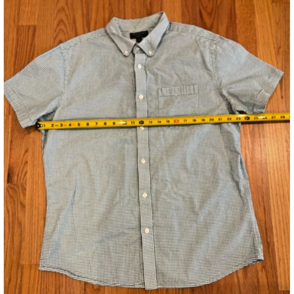 Banana Republic Shirt Men’s XL Short Sleeve Green Plaid Cotton Easter Spring EUC
